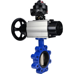 Затвор дисковый поворотный WBV1616E-2W-Fb-H Ду125 Ру16 LUG корпус - чугун QT450, диск - чугун QT450, уплотнение - EPDM, с пневмоприводом PA-DA-105-1, пневмораспределителем 4M310-08 DC24V и БКВ APL-510N EX