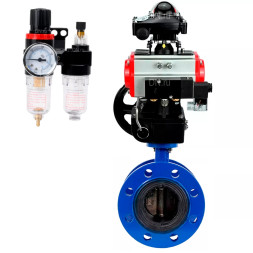 Затвор дисковый поворотный WBV1331E-2W-F-H Ду200 Ру16 фланцевый, чугун GGG40/нержавеющая сталь 304, EPDM, с пневмоприводом PA-DA-140, пневмораспределителем 4M310-08 DC24V, БКВ APL-210N, ручным дублером MON4-1200-T54-ISO и БПВ AFC2000