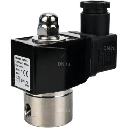 Клапан электромагнитный VS331-ET-NO-24VDC 1/4″ Ду8 Ру10, соленоидный двухходовой, корпус - нержавеющая сталь 304, уплотнение - EPDM, резьбовой, нормально-открытый, прямого действия, катушка - 24В