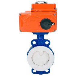 Затвор дисковый поворотный WBV3434Pf-2W-Fb-H Ду125 Ру16 корпус - углеродистая сталь WCB, диск - углеродистая сталь WCB, футерованный PTFE, уплотнение - PTFE, с электроприводом QT-N-010EM-О1-220VAC-У1 220В HARK