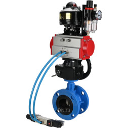 Затвор дисковый поворотный WBV1313E-2W-F-H Ду80 Ру16 фланцевый, корпус - чугун GGG40, диск - чугун GGG40, EPDM, с пневмоприводом PA-DA-105, пневмораспределителем 4V320-08 AC220V, БКВ APL-510N EX, дублером MON1-250-T26-ISO и БПВ AFC2000