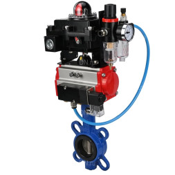 Затвор дисковый поворотный WBV1413E-2W-Fb-H Ду50 Ру16, корпус - чугун GGG50, диск - чугун GGG40, уплотнение - EPDM, с пневмоприводом PA-DA-065 двойного действия, пневмораспределителем 4M310-08 AC220V, БКВ APL-410N EX, БПВ AFC2000
