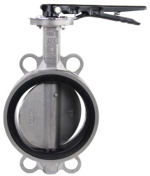 Затвор дисковый поворотный WBV3232V-2W-Fb-H Ду150 Ру16 межфланцевый, корпус - нержавеющая сталь 316L, диск - нержавеющая сталь 316L, уплотнение - VITON, с рукояткой, квадрат 14х14, F07