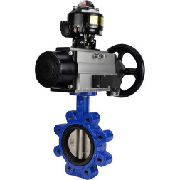 Затвор дисковый поворотный WBV1616E-2W-Fb-H Ду150 Ру16 LUG корпус - чугун QT450, диск - чугун QT450, уплотнение - EPDM, с пневмоприводом PA-DA-105-1, пневмораспределителем 4M310-08 DC24V и БКВ APL-510N EX