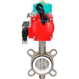 Затвор дисковый поворотный WBV3131P-2W-Fb-H Ду150 Ру16 корпус - нержавеющая сталь 304, диск - нержавеющая сталь 304, уплотнение - PTFE, с пневмоприводом PA-DA-105, пневмораспределителем 4M310-08 AC220V и магнитным переключателем ALS200D