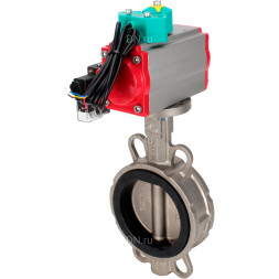Затвор дисковый поворотный WBV3232E-2W-Fb-H Ду100 Ру16 корпус - нержавеющая сталь 316L, диск - нержавеющая сталь 316L, уплотнение - EPDM, с пневмоприводом PA-DA-083, пневмораспределителем 4M310-08 DC24V и магнитным переключателем ALS200D