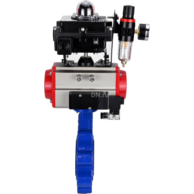 Затвор дисковый поворотный WBV1631E-2W-Fb-H Ду50 Ру16 LUG корпус - чугун QT450, диск - нержавеющая сталь 304, уплотнение - EPDM, с пневмоприводом PA-DA-065, пневмораспределителем 4M310-08 AC220V, БКВ APL-410N EX и БПВ AFC2000 в Барнауле