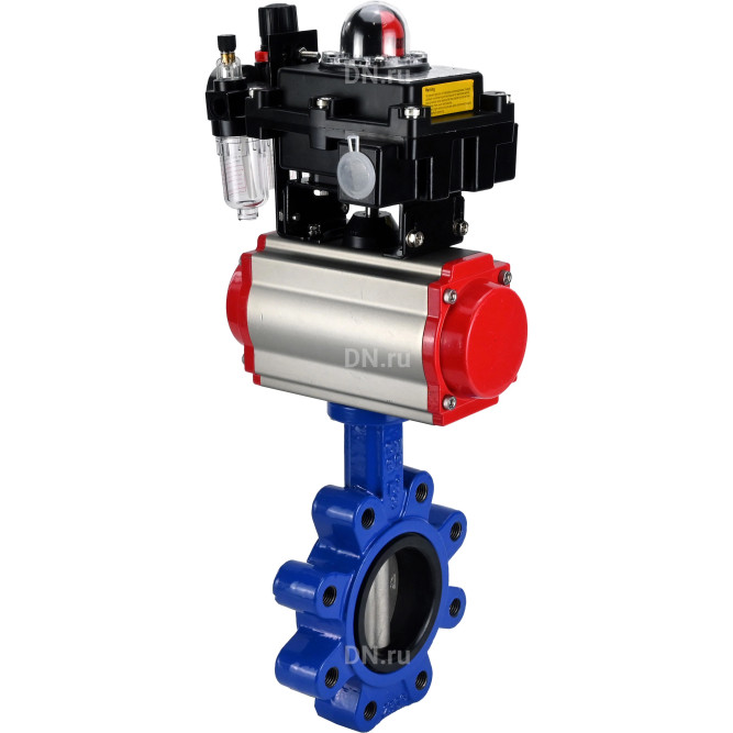 Затвор дисковый поворотный WBV1631E-2W-Fb-H Ду50 Ру16 LUG корпус - чугун QT450, диск - нержавеющая сталь 304, уплотнение - EPDM, с пневмоприводом PA-DA-065, пневмораспределителем 4M310-08 AC220V, БКВ APL-410N EX и БПВ AFC2000 в Барнауле