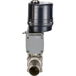 Кран шаровой BV3131P(3pc)-FP-W-ISO-H LONG Ду10 Ру63 полнопроходной, под приварку, корпус - нержавеющая сталь SS304, уплотнение - PTFE, с электроприводом четвертьоборотным QTSA-N-003EM-O0-220VAC с пружинным возвратом