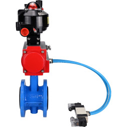 Затвор дисковый поворотный WBV1313E-2W-F-H Ду200 Ру16 фланцевый, корпус - чугун GGG40, диск - чугун GGG40, EPDM, с пневмоприводом PA-DA-140, пневмораспределителем 4V320-10 AC220V, БКВ APL-510N EX и БПВ AFC2000