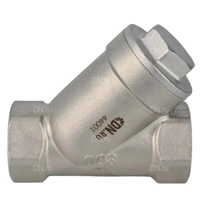 Клапан обратный VCSY3232P-T 1/2″ Ду15 Ру40 Y-образный, резьбовой, пружинный, корпус - нержавеющая сталь 316, диск - нержавеющая сталь 316, уплотнение - PTFE в Барнауле