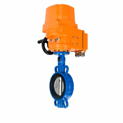 Затвор дисковый поворотный WBV1413E-2W-Fb-H Ду150 Ру16, корпус - чугун GGG50, диск - чугун GGG40, уплотнение - EPDM, с электроприводом QT-EX-015EM-O2-220VAC-У1