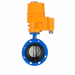 Затвор дисковый поворотный WBV1331E-2W-F-H Ду200 Ру16 фланцевый, корпус - чугун GGG40, диск - нержавеющая сталь 304, уплотнение - EPDM, с электроприводом QT-EX-040M-O2-380VAC-У1 с моментной муфтой 380В