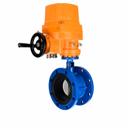 Затвор дисковый поворотный WBV1331E-2W-F-H Ду200 Ру16 фланцевый, корпус - чугун GGG40, диск - нержавеющая сталь 304, уплотнение - EPDM, с электроприводом QT-EX-040M-O2-380VAC-У1 с моментной муфтой 380В