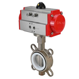 Затвор дисковый поворотный WBV3232P-2W-Fb-H Ду250 Ру16, корпус - нержавеющая сталь 316L, диск - нержавеющая сталь 316L, уплотнение - PTFE, с пневмоприводом PA-DA-140 двойного действия