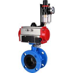 Затвор дисковый поворотный WBV1313E-2W-F-H Ду125 Ру16 фланцевый, корпус - чугун GGG40, диск - чугун GGG40, уплотнение - EPDM, с пневмоприводом PA-DA-130, пневмораспределителем 4M310-08 AC220V и БПВ AFC2000