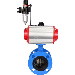 Затвор дисковый поворотный WBV1313E-2W-F-H Ду125 Ру16 фланцевый, корпус - чугун GGG40, диск - чугун GGG40, уплотнение - EPDM, с пневмоприводом PA-DA-130, пневмораспределителем 4M310-08 AC220V и БПВ AFC2000