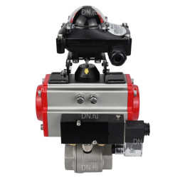 Кран шаровой BV3232P(2pc)-FP-T-ISO-H Ду65 Ру40 полнопроходной двухходовой, нержавеющая сталь SS316, внутренняя резьба, уплотнение - PTFE, с пневмоприводом PA-DA-083 двойного действия, с пневмораспределителем 4M310-08 DC24V, с БКВ APL-210N