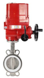 Затвор дисковый поворотный WBV3131P-2W-Fb Ду100 Ру16, корпус - нержавеющая сталь 304, диск - нержавеющая сталь 304, уплотнение - PTFE, с электроприводом QT-EX-010EM-O2-24VDC-У1 24В