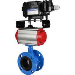 Затвор дисковый поворотный WBV1313E-2W-F-H Ду125 Ру16 фланцевый, корпус - чугун GGG40, диск - чугун GGG40, уплотнение - EPDM, с пневмоприводом PA-DA-130 и позиционером YT-1000RSN с обратной связью