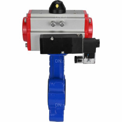 Затвор дисковый поворотный WBV1616E-2W-Fb-H Ду150 Ру16 LUG корпус - чугун QT450, диск - чугун QT450, уплотнение - EPDM, с пневмоприводом PA-SA-160 и пневмораспределителем 4M310-08 AC220V