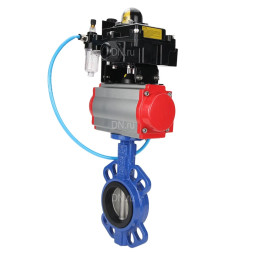 Затвор дисковый поворотный WBV1413E-2W-Fb-H Ду150 Ру16, корпус - чугун GGG50, диск - чугун GGG40, уплотнение - EPDM, с пневмоприводом PA-DA-105 двойного действия, пневмораспределителем 4M310-08 AC220V, БКВ APL-410N EX, БПВ AFC2000