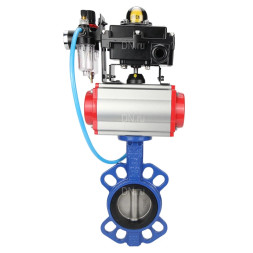 Затвор дисковый поворотный WBV1413E-2W-Fb-H Ду150 Ру16, корпус - чугун GGG50, диск - чугун GGG40, уплотнение - EPDM, с пневмоприводом PA-DA-105 двойного действия, пневмораспределителем 4M310-08 AC220V, БКВ APL-410N EX, БПВ AFC2000