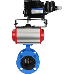 Затвор дисковый поворотный WBV1313E-2W-F-H Ду150 Ру16 фланцевый, корпус - чугун GGG40, диск - чугун GGG40, уплотнение - EPDM, с пневмоприводом PA-DA-130 и позиционером YT-1000RSN с обратной связью