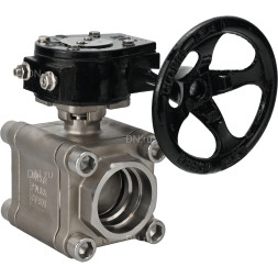 Кран шаровой BV3232P(3pc)-FP-SW-ISO-H Ду40 Ру63 полнопроходной, корпус - нержавеющая сталь SS316, под приварку, с редуктором RDN RQN3-150Z-T24