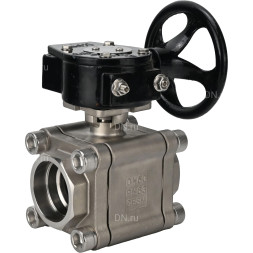 Кран шаровой BV3232P(3pc)-FP-SW-ISO-H Ду40 Ру63 полнопроходной, корпус - нержавеющая сталь SS316, под приварку, с редуктором RDN RQN3-150Z-T24