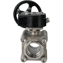 Кран шаровой BV3232P(3pc)-FP-SW-ISO-H Ду40 Ру63 полнопроходной, корпус - нержавеющая сталь SS316, под приварку, с редуктором RDN RQN3-150Z-T24