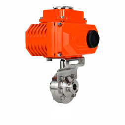 Затвор дисковый поворотный WBV3131S-2W-C-H Ду32 Ру10 кламповый, корпус - пищевая нержавеющая сталь 304, уплотнение - Silicon, с электроприводом QT-N-003EM-O1-24VDC-У1 HARK