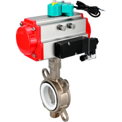 Затвор дисковый поворотный WBV3131P-2W-Fb-H Ду150 Ру16 корпус - нержавеющая сталь 304, диск - нержавеющая сталь 304, уплотнение - PTFE, с пневмоприводом PA-DA-105, пневмораспределителем 4M310-08 DC24V и магнитным переключателем ALS200D