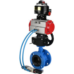 Затвор дисковый поворотный WBV1313E-2W-F-H Ду80 Ру16 фланцевый, корпус - чугун GGG40, диск - чугун GGG40, EPDM, с пневмоприводом PA-DA-105, пневмораспределителем 4V320-08 AC220V, БКВ APL-510N EX и ручным дублером MON1-250-T26-ISO