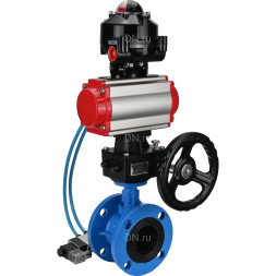 Затвор дисковый поворотный WBV1313E-2W-F-H Ду80 Ру16 фланцевый, корпус - чугун GGG40, диск - чугун GGG40, EPDM, с пневмоприводом PA-DA-105, пневмораспределителем 4V320-08 AC220V, БКВ APL-510N EX и ручным дублером MON1-250-T26-ISO