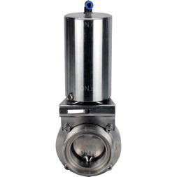 Затвор дисковый поворотный WBV3131S-2W-T-H Ду65 Ру10 резьбовой, пищевая нержавеющая сталь 304, уплотнение – Silicon, с пневмоприводом PA-SA-85 с возвратными пружинами