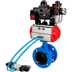 Затвор дисковый поворотный WBV1313E-2W-F-H Ду65 Ру16, корпус - чугун GGG40, диск - чугун GGG40, уплотнение - EPDM, с пневмоприводом PA-DA-105, пневмораспределителем 4M320-08 AC220V, БКВ APL-410N EX и БПВ AFC2000