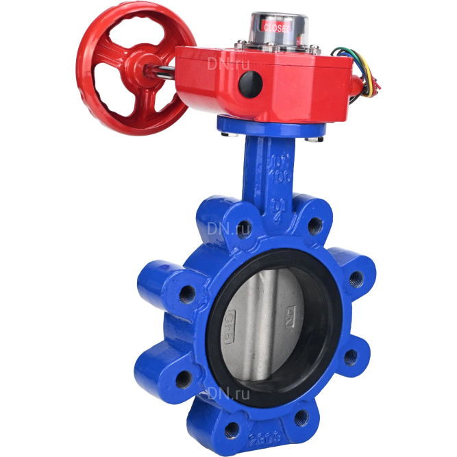 Затвор дисковый поворотный WBV1631N-2W-Fb-H Ду65 Ру16 LUG межфланцевый, корпус - чугун QT450, диск - нержавеющая сталь AISI 304, уплотнение - NBR, с редуктором HGBF RQN1-180Z в Барнауле