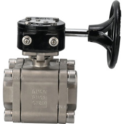 Кран шаровой BV3232P(3pc)-FP-SW-ISO-H Ду65 Ру63 полнопроходной, корпус - нержавеющая сталь SS316, под приварку, с редуктором RDN RQN4-500Z-T30