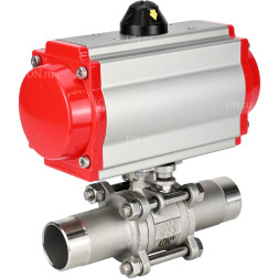 Кран шаровой BV3131P(3pc)-FP-W-ISO-H LONG Ду150 Ру16 полнопроходной, корпус - нержавеющая сталь 304, уплотнение - PTFE, под приварку, с пневмоприводом PA-SA-210
