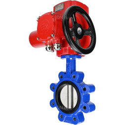 Затвор дисковый поворотный WBV1616N-2W-Fb-H Ду100 Ру16 LUG межфланцевый, корпус - чугун QT450, диск - чугун QT450, уплотнение - NBR, с электроприводом QT-EX-010M-O2-380VAC-У1 с моментной муфтой и штурвалом
