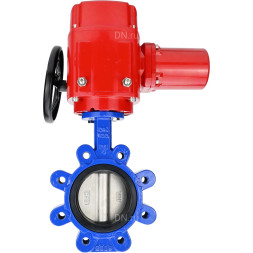 Затвор дисковый поворотный WBV1616N-2W-Fb-H Ду100 Ру16 LUG межфланцевый, корпус - чугун QT450, диск - чугун QT450, уплотнение - NBR, с электроприводом QT-EX-010M-O2-380VAC-У1 с моментной муфтой и штурвалом