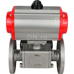 Кран шаровой BV3232P(4pc)-FP-3WL-F Ду80 Ру16 полнопроходной трехходовой, фланцевый, корпус - нержавеющая сталь SS316, с пневмоприводом PA-DA-105 двойного действия