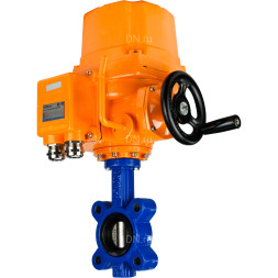 Затвор дисковый поворотный WBV1616E-2W-Fb-H Ду100 Ру16 LUG межфланцевый, корпус - чугун QT450, диск - чугун QT450, уплотнение - EPDM, с электроприводом QT-EX-010EM-O2-24VDC-У1 24В