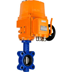 Затвор дисковый поворотный WBV1616E-2W-Fb-H Ду100 Ру16 LUG межфланцевый, корпус - чугун QT450, диск - чугун QT450, уплотнение - EPDM, с электроприводом QT-EX-010EM-O2-24VDC-У1 24В