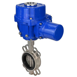 Затвор дисковый поворотный WBV3232E-2W-Fb-H Ду40 Ру16, корпус - нержавеющая сталь 316L, диск - нержавеющая сталь 316L, уплотнение - EPDM, с электроприводом QT-N-005M-O2-380VAC-У1 с моментной муфтой и штурвалом