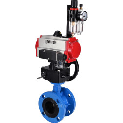 Затвор дисковый поворотный WBV1313E-2W-F-H Ду65 Ру16 фланцевый, корпус - чугун GGG40, диск - чугун GGG40, EPDM, с пневмоприводом PA-DA-105, пневмораспределителем 4M310-08 DC24V, ручным дублером MON1-250-T26-ISO и БПВ AFC2000