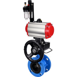Затвор дисковый поворотный WBV1313E-2W-F-H Ду65 Ру16 фланцевый, корпус - чугун GGG40, диск - чугун GGG40, EPDM, с пневмоприводом PA-DA-105, пневмораспределителем 4M310-08 DC24V, ручным дублером MON1-250-T26-ISO и БПВ AFC2000