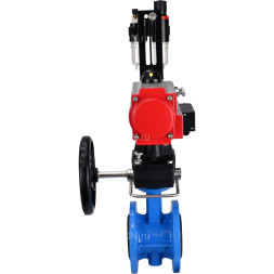 Затвор дисковый поворотный WBV1313E-2W-F-H Ду65 Ру16 фланцевый, корпус - чугун GGG40, диск - чугун GGG40, EPDM, с пневмоприводом PA-DA-105, пневмораспределителем 4M310-08 DC24V, ручным дублером MON1-250-T26-ISO и БПВ AFC2000