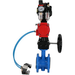Затвор дисковый поворотный WBV1313E-2W-F-H Ду50 Ру16 фланцевый, корпус - чугун GGG40, диск - чугун GGG40, EPDM, с пневмоприводом PA-DA-105, пневмораспределителем 4V320-10 AC220V, БКВ APL-510N EX, ручным дублером MON1-250-T26-ISO и БПВ AFC2000